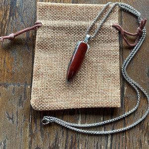 Bloodstone Bullet Necklace Crystals for Men Unisex Crystal Necklace Aries Gift